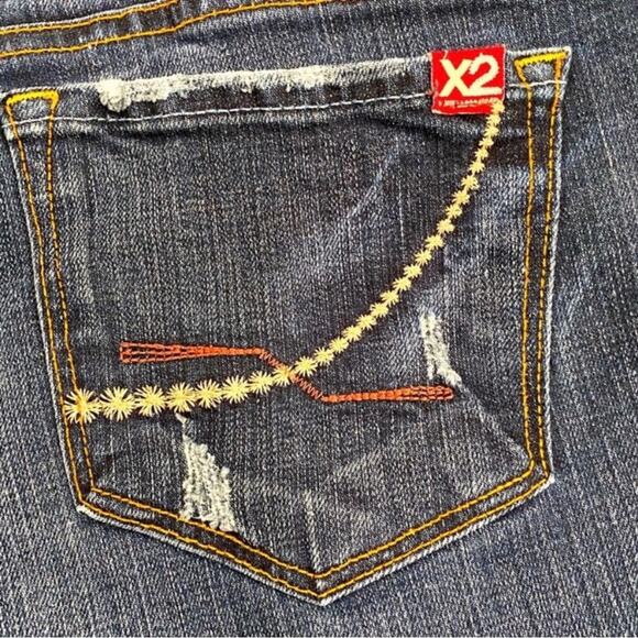 X2 Denim Laboratory Blue Denim Distressed Bootcut Jeans, Size 29 - Picture 4 of 11